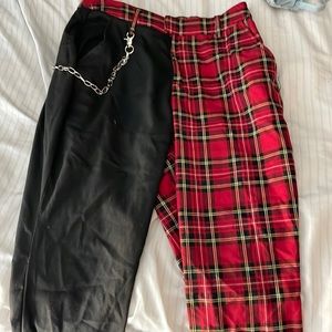BLACK AND RED PLAID PANTS